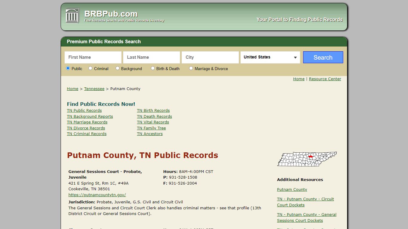 Putnam County Public Records | Search Tennessee Government ...